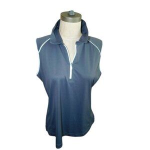 Slazenger Size L Large Gray White Ladies Pickleball Golf Tennis Activewear Top